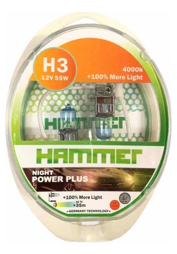 Bombillo H3 Hammer Night Power Plus 12v 55w 4000k 