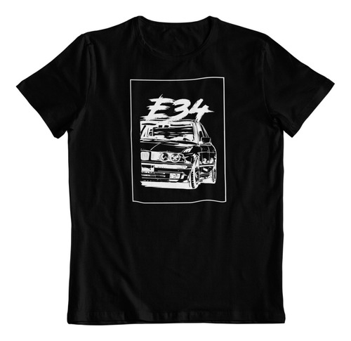 Dtf - Polera Algodon - Bmw E34 Clasico Vintage Car Art B/n