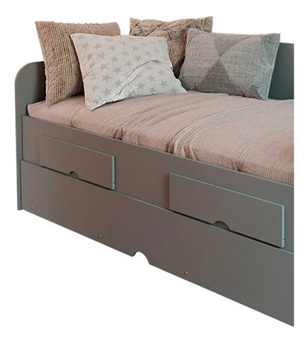 Cama Infantil Elza Com Escrivaninha E Cama Auxiliar 100%mdf Grafite