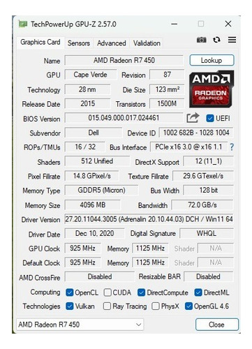 Tarjeta Gràfica Amd Radeon R7 450 Gddr5 (Usado)