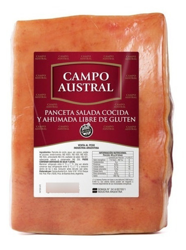 Panceta Ahumada Campo Austral Al Vacío (pieza X 1,65 Kg) 