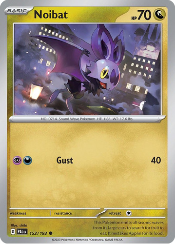 Noibat 152/193 Pokemon Card Paldea Evolved Scarlet & Violet