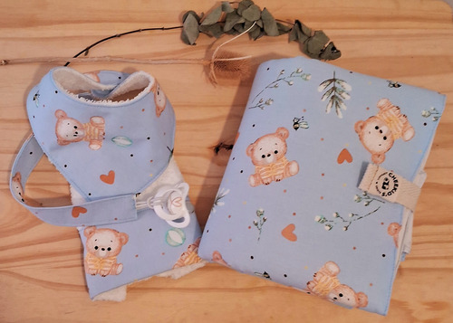 Cambiador Impermeable Regalo Nacimiento Bebe Recien Nacido Celeste Ositos Celeste Ositos
