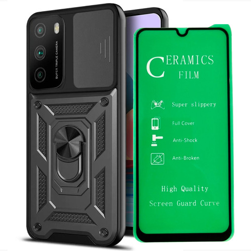 Funda Reforzado + Vidrio Cera Para Xiaomi Poco M3 / Redmi 9t