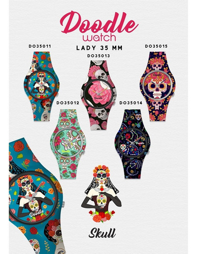 Imagen 5 de 6 de Reloj Mujer Doodle Watch La Catrina Analogico