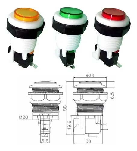 5x Chave Botão Pbs-29 Arcade C/micro Switch | MercadoLivre