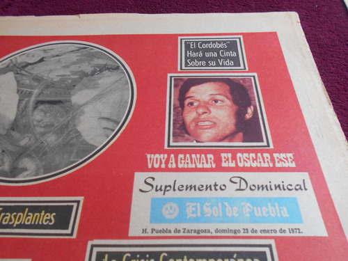 Periodico Sol El Cordobes Torero Frank Sinatra Puebla Portal (Usado)