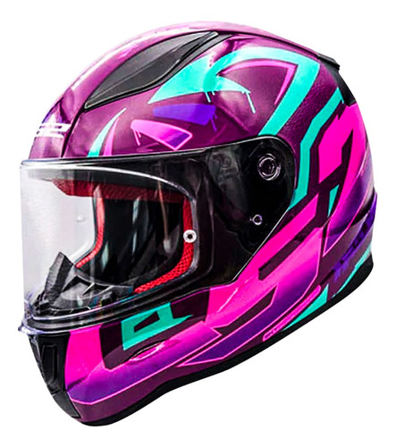 Casco Para Moto Tagline Neon Purpura Fucsia