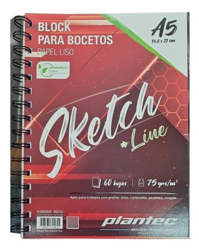 Cuaderno Plantec Sketch A5 75g 60h Espiral 