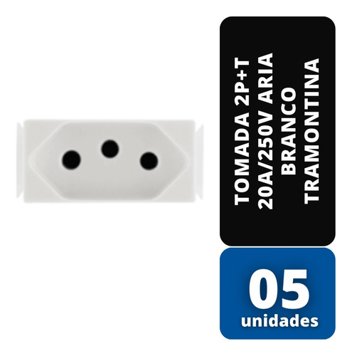 Kit C/ 05 Tomada 2p+t 20a/250v Aria Branco Tramontina