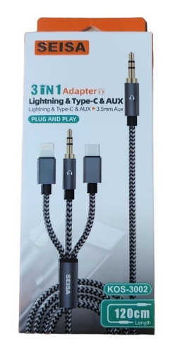 Cable Adaptador Lightning A 3.5mm Auxiliar Plug Audio iPhone