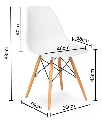 Imagen 4 de 6 de Set 4 Sillas Eames Dsw Clasicas Blancas Muebles