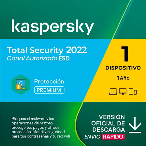 Imagen 1 de 4 de Kaspersky Total Security 1 Dispositivo 1 Año