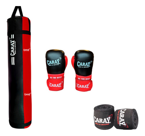 Kit  Guantes De Boxeo Elite+ Vendas 3.5+saco Extra Largos