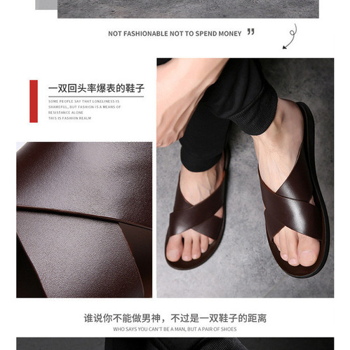 Zapatillas De Playa De Cuero Informales De Moda Para Hombre