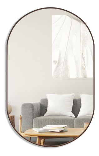 Espelho ovalada de parede Mirror Store Oval do 80cm x 50cm com 80cm de diâmetro quadro marrom