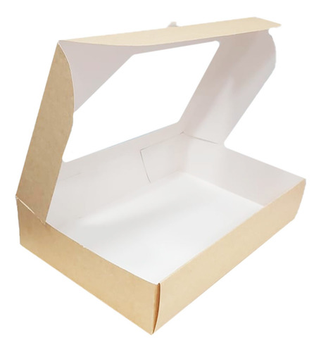 Caja Para Donas Don1 Ventana X 10u Packaging Blanco Madera