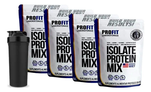 Combo 4x Whey Isolate Protein Isolado Mix 900g + Coq Sabor Morango