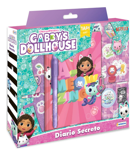 Diario Secreto Gabby Dollhouse Set Arte C/ Candado Lapiz Mag