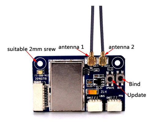 Imagen 2 de 10 de Fpvking Flysky Fs-x6b Receptor 6 Ch 2.4g I-bus Ppm Pwm Receptor Para Afhds I10 I6s I6 I6x I4x Transmisor Con Correa De B