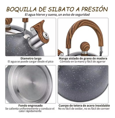 Tétera Silbante Acero Inoxidable Para Estufa Hervida Agua