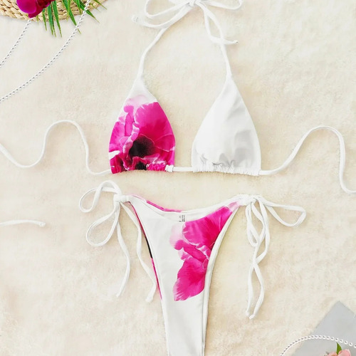 Conjunto De Bikini Traje De Baño De Poliéster Blanco
