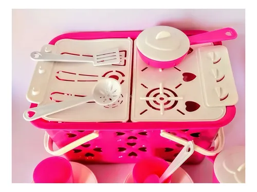 Kitchen Kit de cocina de juguete para niños, sartén con cuentas rosas