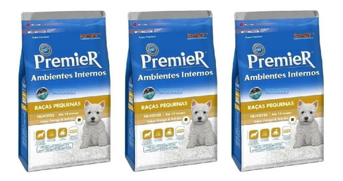 Ração Premier Amb.internos Cães Filhotes 2,5kg Kit 3 Unid.