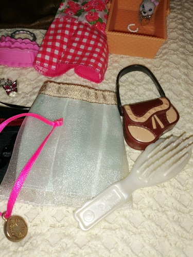 Lote De Accesorios Para Muñeca Barbie Cartera Falda Guitarra