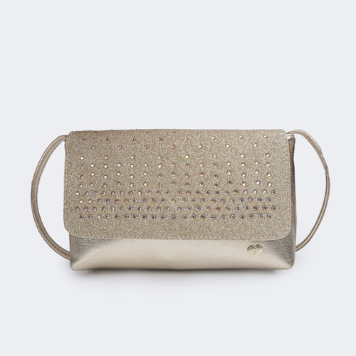 Bolsa Tiracolo Infantil Pampili Com Glitter E Cascata De Str Cor Dourado