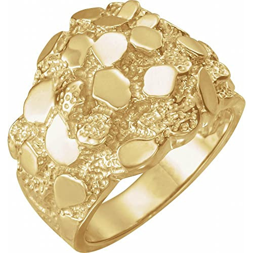 Anillo De Moda De Pepitas De Oro Amarillo Semi-pulido 14k