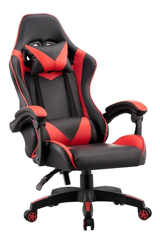 Silla de escritorio Koa Racing GAM500 gamer ergonómica  negra y roja con tapizado de cuero sintético