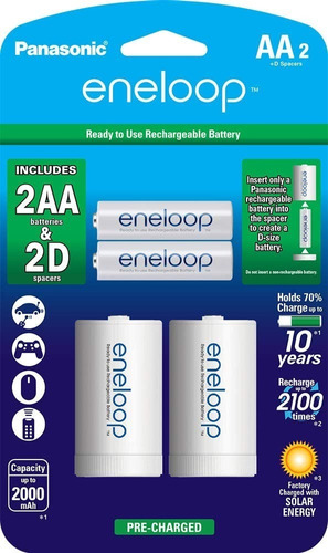 Adaptador Pilas Tamaño D C/pilas Recar. Panasonic Eneloop Aa