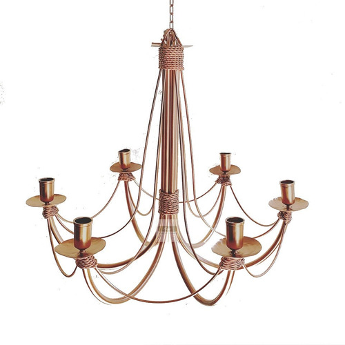 Lustre Luminária Ferro Teto Rústica 6 Bocais Rose Gold Arama