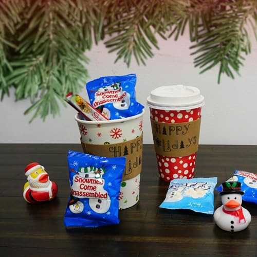 Tazas De Papel Desechables De Navidad De 16 Oz Con Tapas De