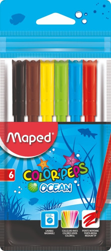 Marcadores Maped Ocean Escolares X 6 Colores