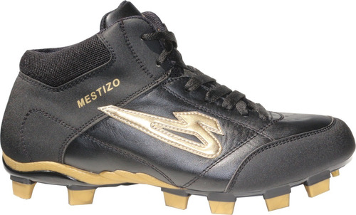 Zapato De Beisbol Olmeca Modelo Mestizo En Piel Negro/oro