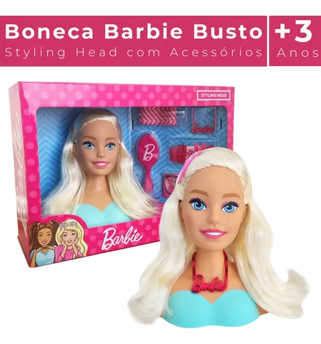 Boneca cabeca busto barbie com acessorios p pentear maquiar 21