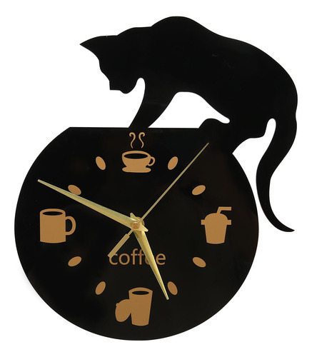 Reloj De Pared 3d Para Cocina, Efecto Café, Gato, Duradero,