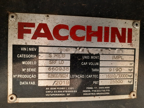Imagem 11 de 11 de Carreta Saider Facchini 2019 Bau 30 P C/ Pneus 15,40 Mts