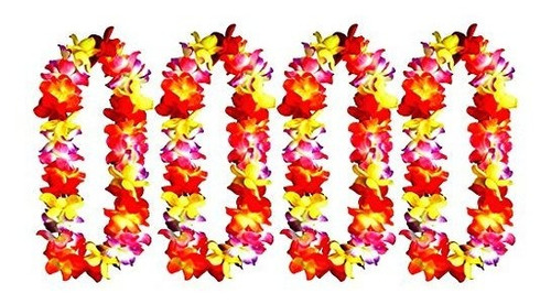 4 Guirnaldas De Baile Hawaiano De Hula Leis Con Flores Artif