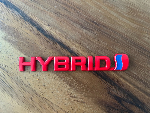 Emblema Autoadherible Metalico Toyota Prius Hibrido Rojo