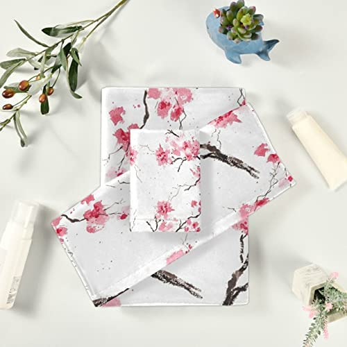 Pfrewn Cherry Blossoms Flowes Toallas Juego De 3 Acuarela Ro