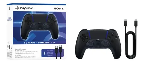 Controle Sem Fio Dualsense Midnight Black + Usb Para Pc
