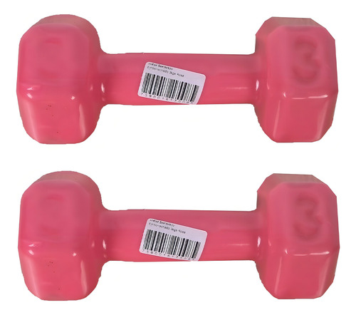 Kit Colchonete Rosa+caneleira 2kg + Par Halter Sextavado 3kg Cor Rosa
