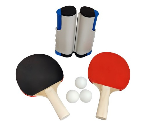 Set De Ping Pong 2 Paletas 3 Pelotas Y Red Extensible