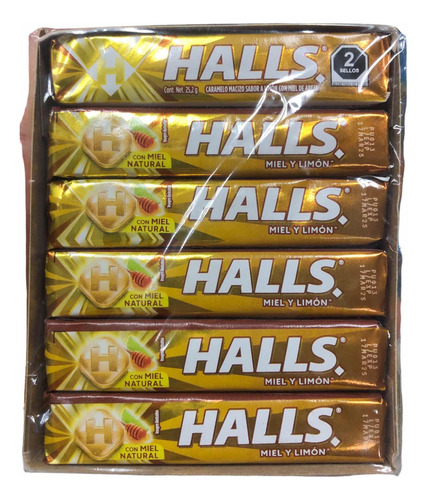Pastillas Miel Limón Halls 120pz De 9 Caramelos C/u Adams
