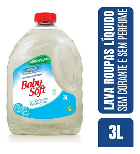 Lava Roupa Liquido Baby Soft 3 L Sem Perfume Hipoalergênico