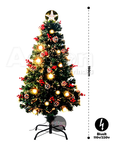 Árvore De Natal Fibra Ótica Led Super Luxo 1,80m
