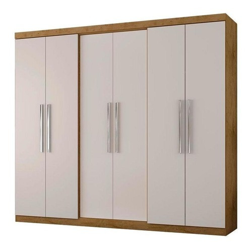 Guarda Roupa Casal 6 Portas 4 Gavetas Araplac Torino 238cm Cor Freijo/Baunilha